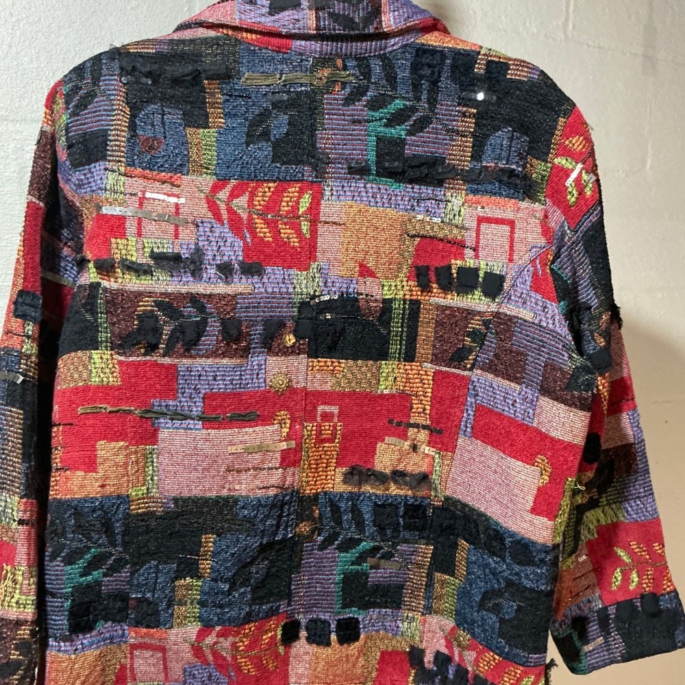 Chicos Patchwork Jacket Textured Embroidered Sequ… - image 4